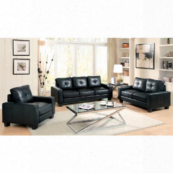 Furniture Of America Valentino 3 Piece Bonded Leather Sofa Set