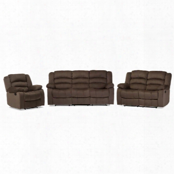 Hollace Microsuede 3 Piece Sofa Set In Taupe