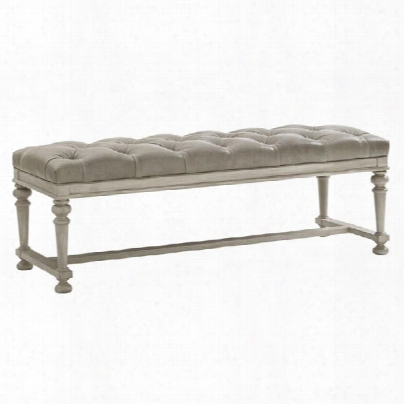 Lexington Oyster Bay Bellport Tufted Leather Bench In Milllstone