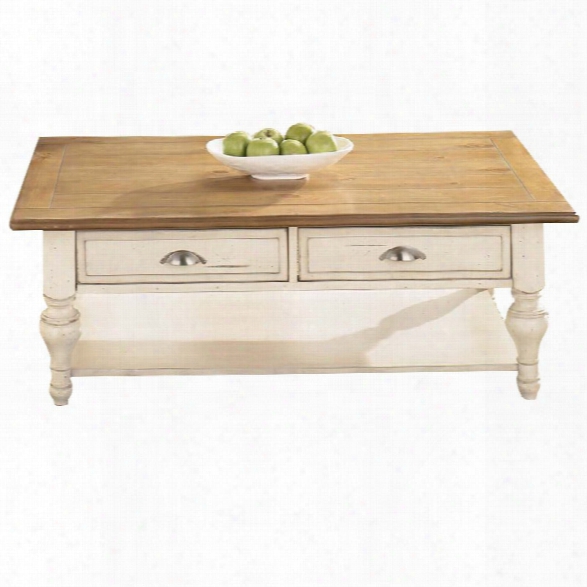 Liberty Furniture Ocean Isle Coffee Table In Bisque With Natural Pine