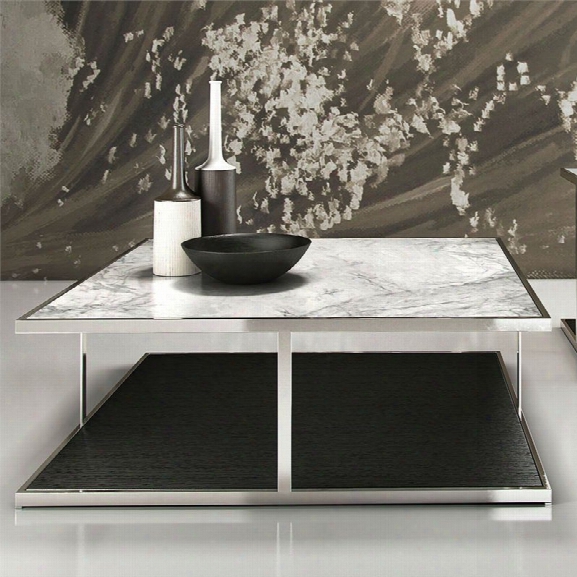 Modloft Ann Coffee Table With White Marble Top On Wenge Wood