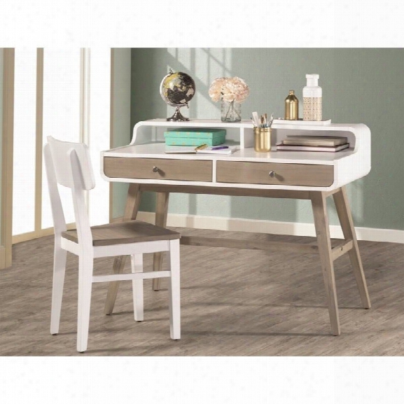 Ne Kids East End Writing Desk With Chair In White And Taupe