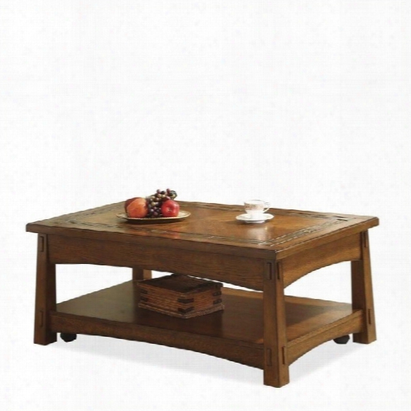 Riverside Craftsman Home Lift-top Cocktail Table In Americana Oak