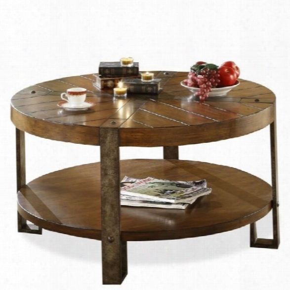 Riverside Furniture Sierra Round Cocktail Table In Landmark Worn Oak
