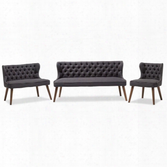 Scarlett 3 Piece Sofa Set In Dark Gray