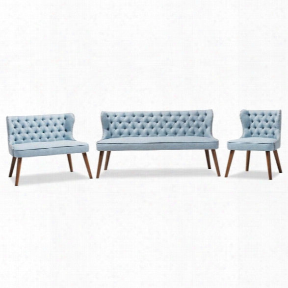 Scarlett 3 Piece Sofa Set In Light Blue