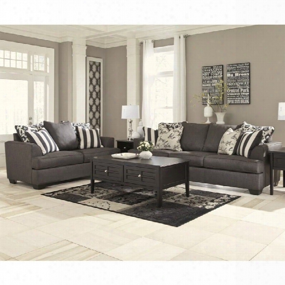 Signature Design By Ashley Furniture Levon 2 Piece Sofa Set In Charcoal