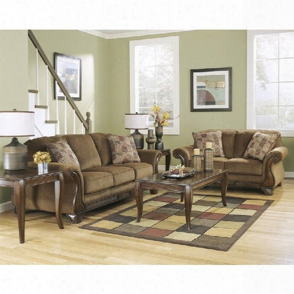 Signature Design By Ashley Furniture Montgomery Fabric Sofa Set In Mocha