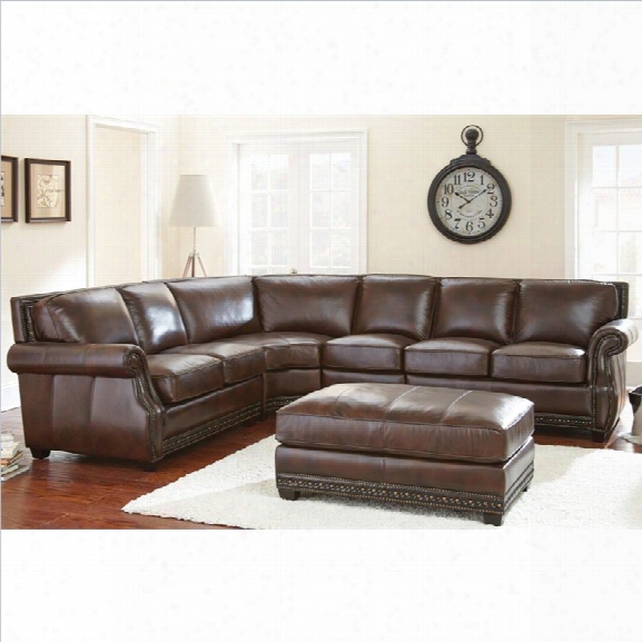 Steve Silver Company Henry Sofa With Ottoman In Antique Brown