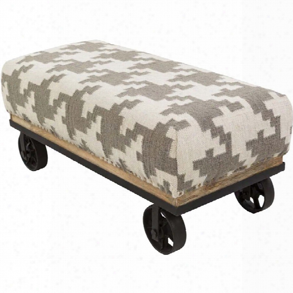 Surya Wool Bench In Ivory And Taupe