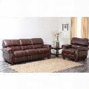 Abbyson Living Lea-Lee 2 Piece Leather Sofa Set in Burgundy