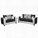 Flash Furniture 2 Piece Implosion Velvet Sofa Set in Black and Silver