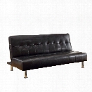 Furniture of America Hollie Faux Leather Sleeper Sofa Bed in Black