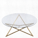 Maklaine Round Glass Top Coffee Table in Brushed Gold