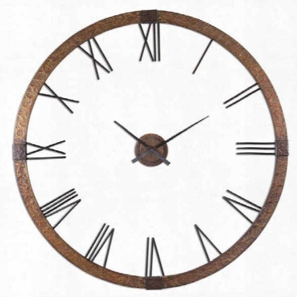 Uttermost Amarion 60 Copper Wall Clock In Hammered Copper Sheeting