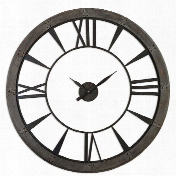 Uttermost Ronan 60 Inch Wall Clock In Dark Rustic Bronze