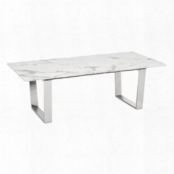 Zuo Atlas Coffee Table In Stone And Stainless Steel