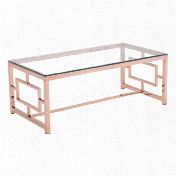 Zuo Geranium Glass Coffee Table In Rose Gold