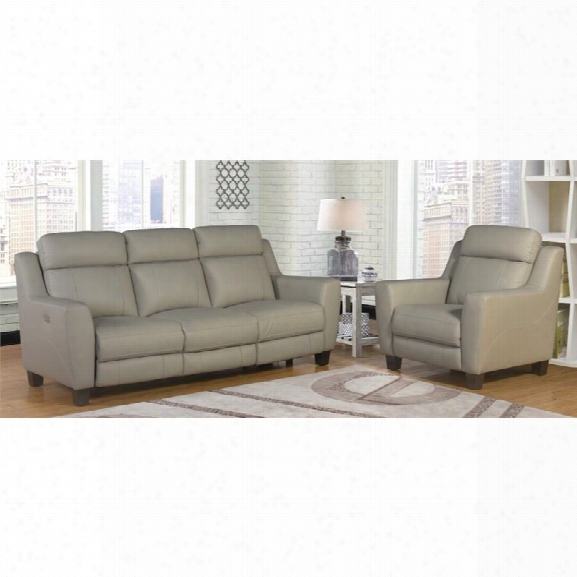 Abbyson Living Felice 2 Piece Leather Reclining Sofa Set In Gray