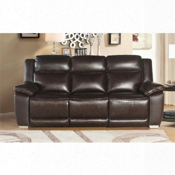 Abbyson Living Graham Top Grain Leather Reclining Sofa In Brown