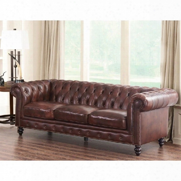 Abbyson Living Leather Sofa In Brown