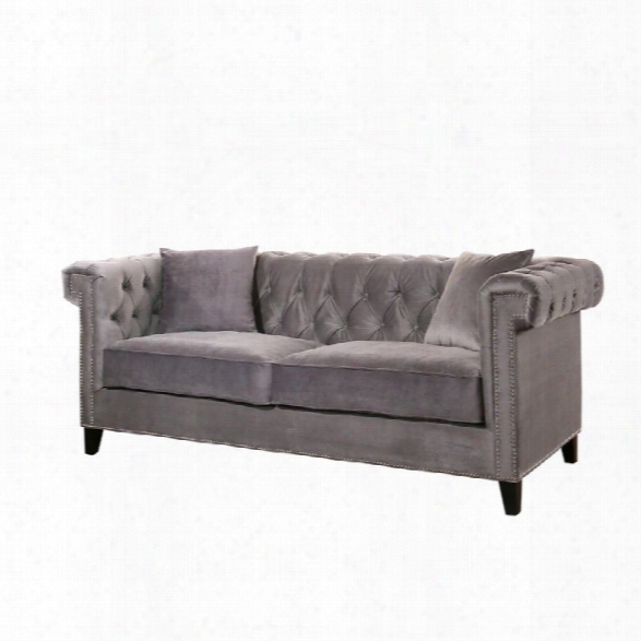 Abbyson Living Samantha Velvet Sofa In Gray