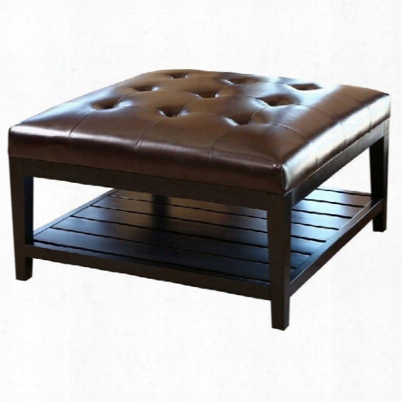 Abbyson Living Villagio Square Leather Ottoman Coffee Table In Brown