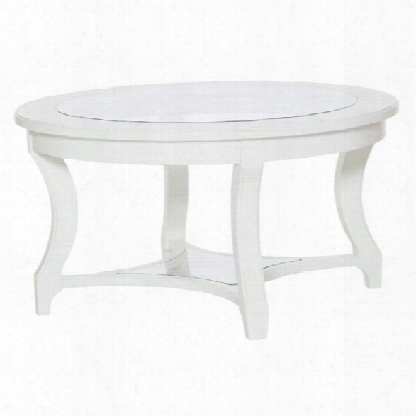 American Drew Lynn Haven Round Glass Coffee Table In White