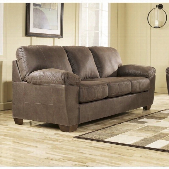 Ashley Amazon Microfiber Sofa In Walnut