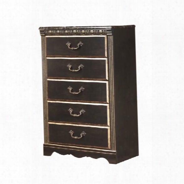 Ashley Coal Creek 5 Drawer Wood Chest In Dark Brown