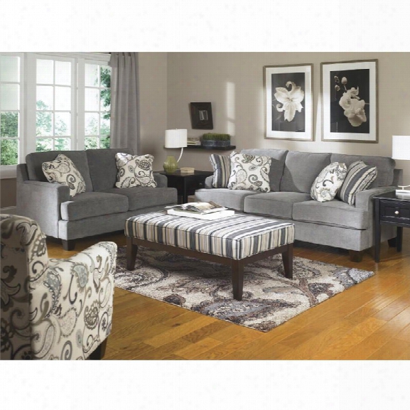 Ashley Yvette 4 Piece Sofa Set In Steel