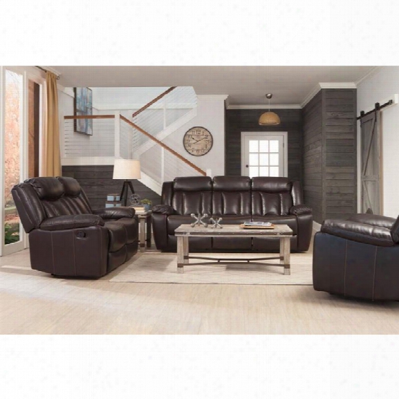 Coaster Bevington 3 Piece Faux Leatherr Reclining Sofa Set In Black