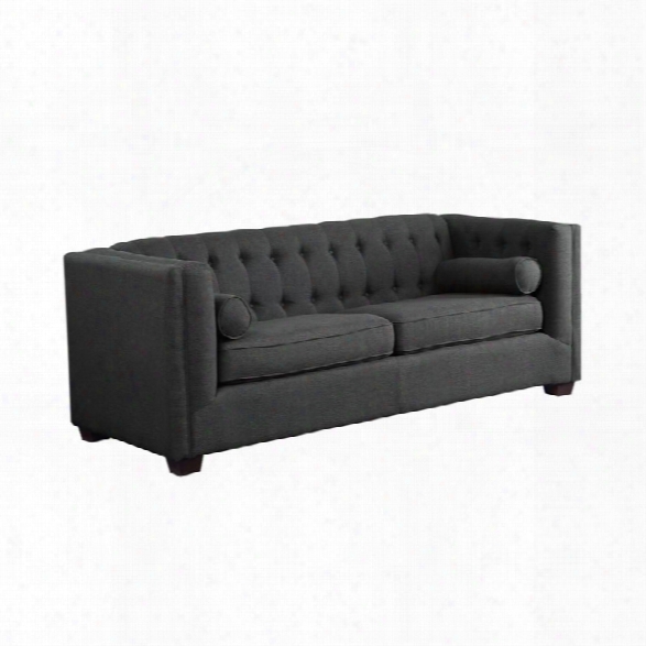 Coaster Cairns Fabric Sofa In Charcoal