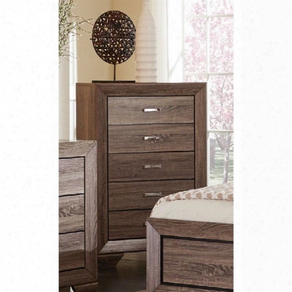 Coaster Kauffman 5 Drawer Chest In Washed Taupe