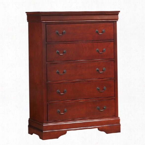 Coaster Louis Philippe 5 Drawer Chest In Red Brown