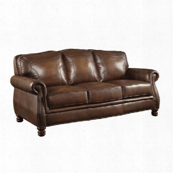 Coaster Montbrook Leather Sofa In Brown