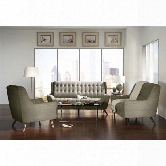 Coaster Natalia 3 Piece Tufted Fabric Sofa Set In Gray