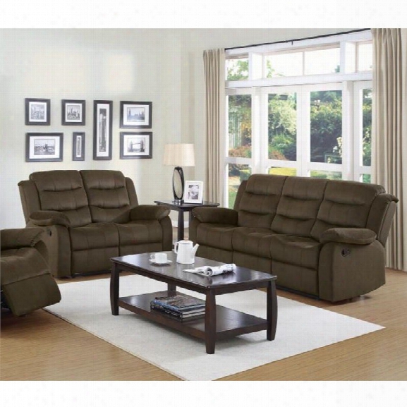 Coaster Rodman 2 Piece Reclining Sofa Set In Two Tone Chocolate