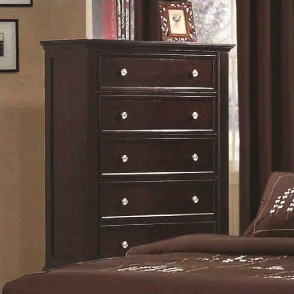 Coaster Sadny Beach 5 Drawer Chest In Cappuccino Finish