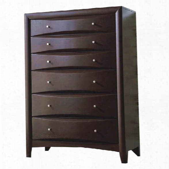 Coaster Six Drawer Chest In Rich Cappuccino Finish