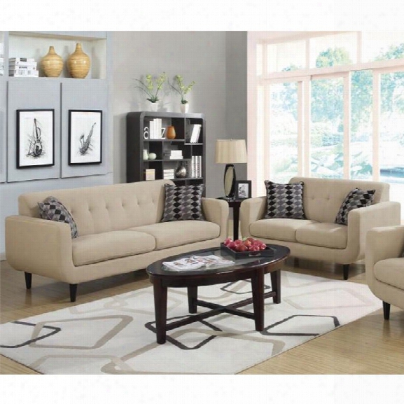 Coaster Stansall 2 Piece Upholstered Modern Sofa Set In Ivory