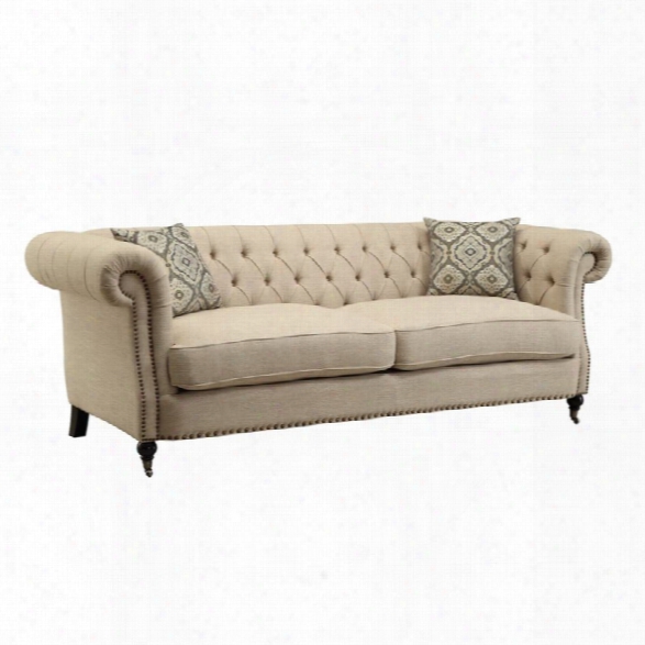 Coaster Trivellato Button Tufted Sofa In Oatmeal