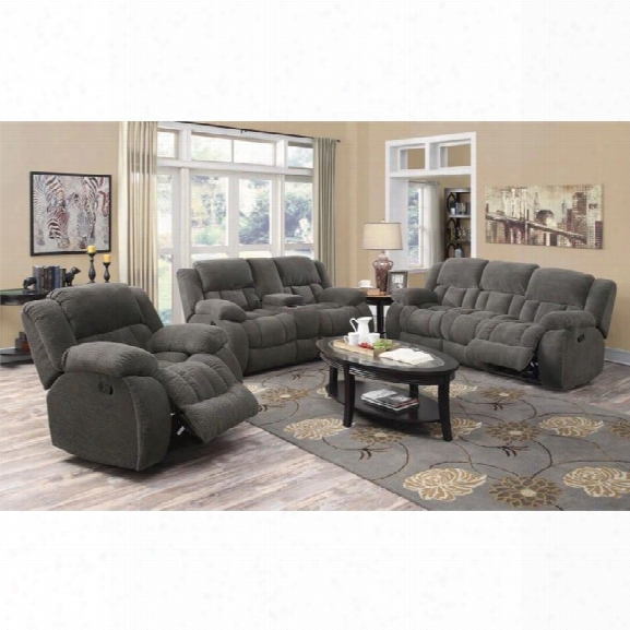 Coaster Weissman 3 Piece Reclining Sofa Set In Gray