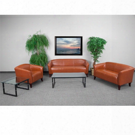 Flash Furniture Hercules Imperial Series Reception Sofa Set In Cognac