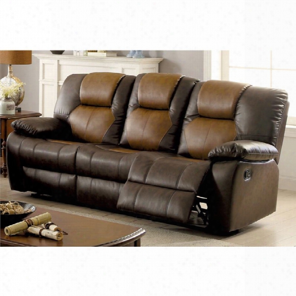 Furnituure Of America Aberdeen Reclining Sofa In Dark And Light Brown