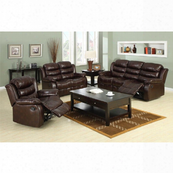 Furniture Of America Anchester 3 Piece Sofa Set In Dark Brown