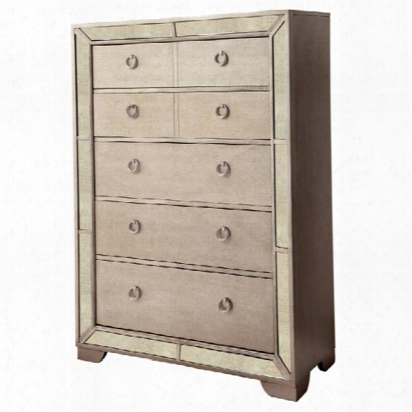 Furniture Of America Celina 5 Drawer Chest In Silver