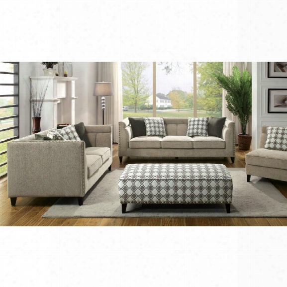 Furniture Of Ameri Ca Chelsea Nailhead Trim 2 Piece Sofa Set In Brown