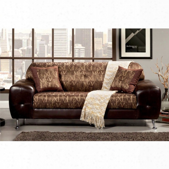 Furniture Of America Cowell Leather Sofa In Gold