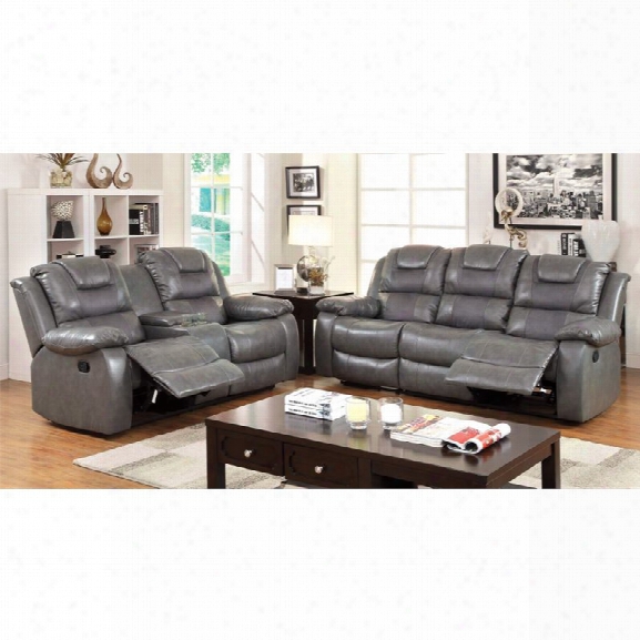 Furniture Of America Crossman 2 Drama Reclining Sofa Set In Gray